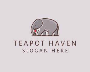 Elephant Wine Glass  logo design