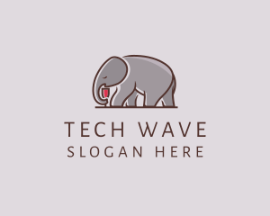 Elephant Wine Glass  logo design