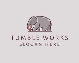 Elephant Wine Glass  logo design