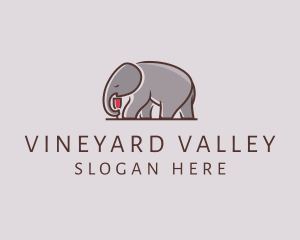 Elephant Wine Glass  logo design