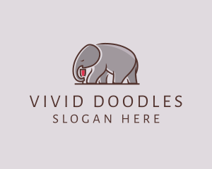 Elephant Wine Glass  logo design