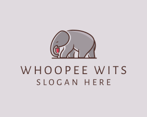 Elephant Wine Glass  logo design