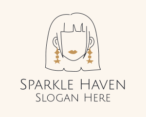 Woman Starry Earrings logo design