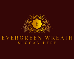 Flower Leaf Wreath logo design