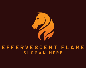 Gold Flame Horse logo design