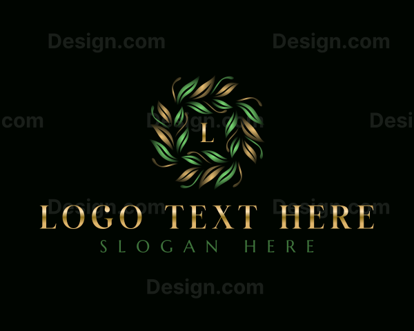 Botanical Leaves Wreath Logo