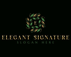 Botanical Leaves Wreath logo design