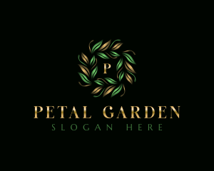 Botanical Leaves Wreath logo design