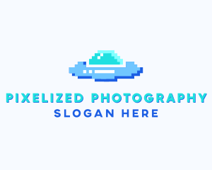 Pixel UFO Spaceship logo design