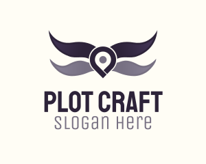 Location Pin Wings Logo