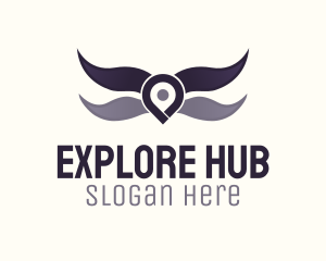 Location Pin Wings logo design