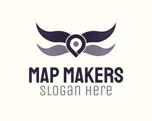 Location Pin Wings logo design