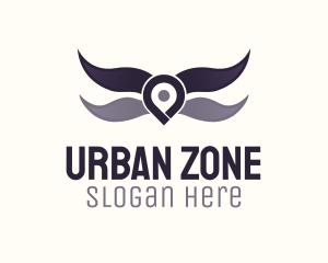 Location Pin Wings logo design