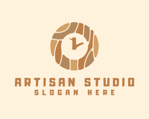 Wood Tree Clock logo design