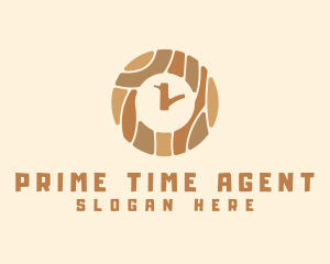 Wood Tree Clock logo design