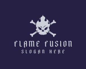 Flaming Skull Tattoo logo design