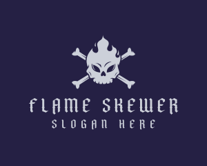 Flaming Skull Tattoo logo design