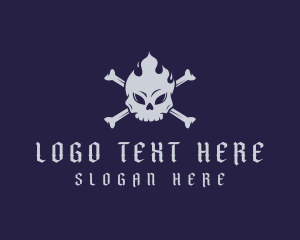 Indie - Flaming Skull Tattoo logo design