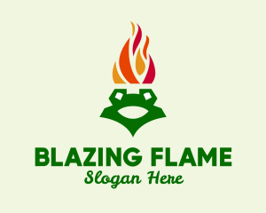 Flame Torch Frog logo design