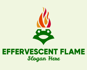 Flame Torch Frog logo design