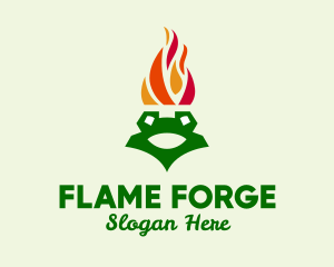 Flame Torch Frog logo design