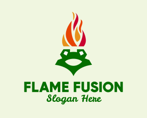 Flame Torch Frog logo design