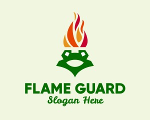 Flame Torch Frog logo design