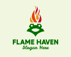 Flame Torch Frog logo design