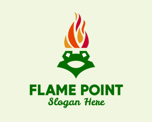 Flame Torch Frog logo design