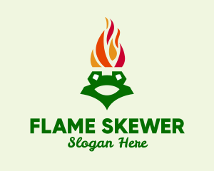 Flame Torch Frog logo design