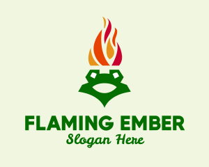 Flame Torch Frog logo design