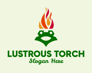 Flame Torch Frog logo design