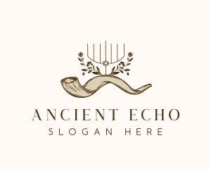 Shofar Horn Candle logo design