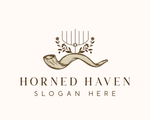 Shofar Horn Candle logo design