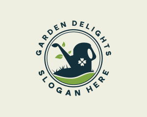 Watering Can Gardening Lawn logo design