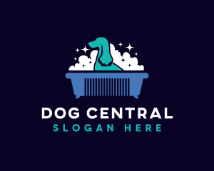 Dog Pet Grooming Bath logo design