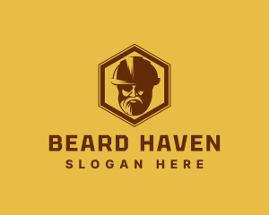 Bearded Man Construction Hat logo design