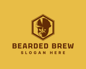 Bearded Man Construction Hat logo design