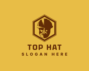 Bearded Man Construction Hat logo design