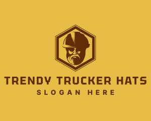 Bearded Man Construction Hat logo design