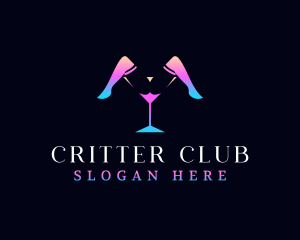 Erotic Martini Glass Legs logo design