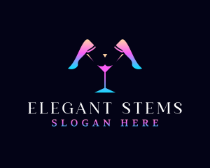 Erotic Martini Glass Legs logo design