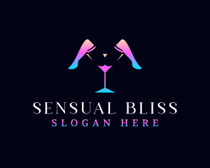 Erotic Martini Glass Legs logo design