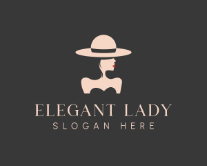 Elegant Stylish Hat Lady logo design