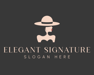 Elegant Stylish Hat Lady logo design