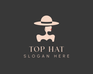 Elegant Stylish Hat Lady logo design