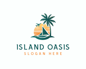 Sunset Island Sailboat  logo design