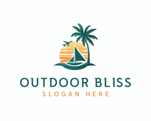 Sunset Island Sailboat  logo design