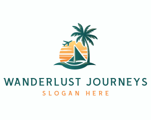 Sunset Island Sailboat  logo design