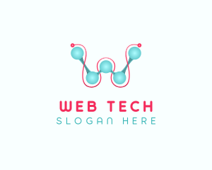 Tech Atom Letter W logo design